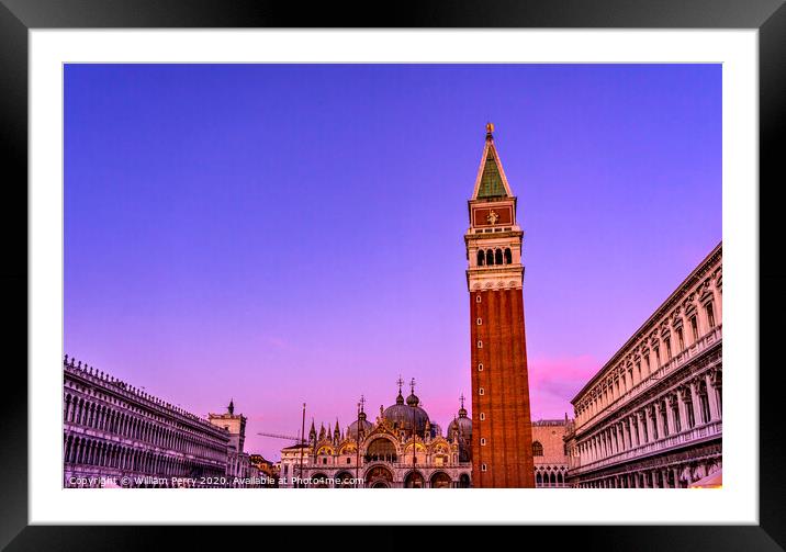 Campanile Bell Tower Saint Mark's Square Piazza Venice Italy Framed Mounted Print by William Perry