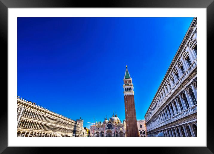 Campanile Bell Tower Sun Saint Mark's Square Piazza Venice Italy Framed Mounted Print by William Perry