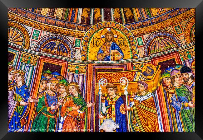 Consecration  Mark's Body Mosaic Saint Mark Cathedral Venice Italy Framed Print by William Perry