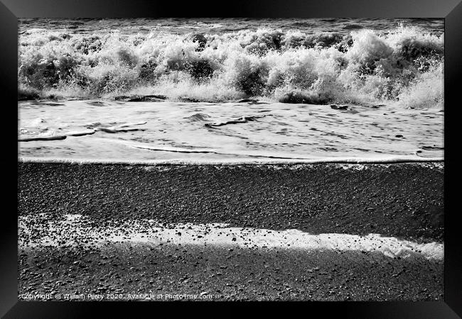 Blacks and White Waves Peebles Reynisfjara Black Sand Beach Icel Framed Print by William Perry