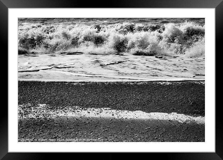 Blacks and White Waves Peebles Reynisfjara Black Sand Beach Icel Framed Mounted Print by William Perry