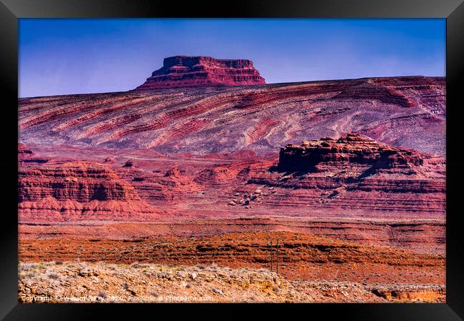 Colorful Canyon Cliff Mexican Hat Monument Valley Utah Framed Print by William Perry