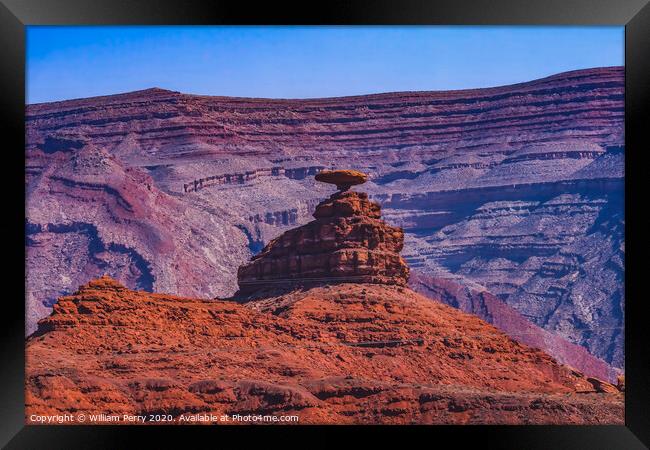 Colorful Mexican Hat Rock Formation Monument Valley Utah Framed Print by William Perry