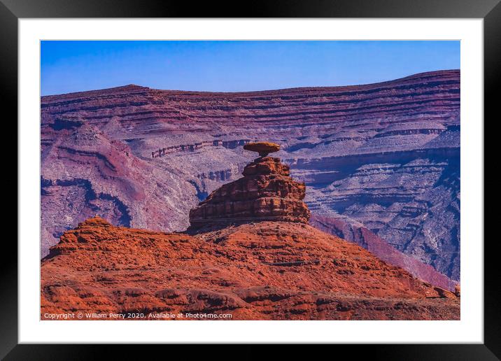 Colorful Mexican Hat Rock Formation Monument Valley Utah Framed Mounted Print by William Perry