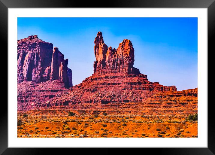 Sitting Hen Rock Formation Canyon Cliff Monument Valley Utah Framed Mounted Print by William Perry