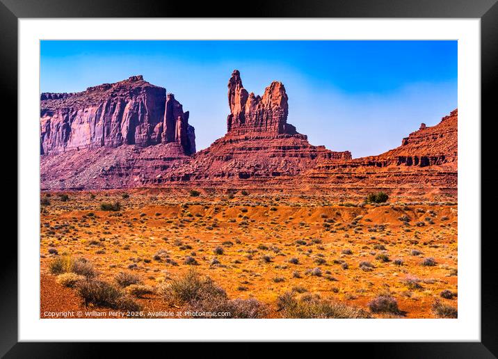 Sitting Hen Rock Formation Canyon Cliff Monument Valley Utah Framed Mounted Print by William Perry