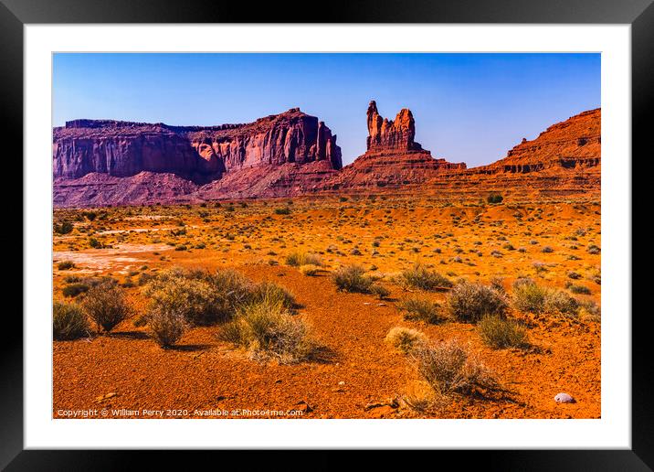 Sitting Hen Rock Formation Canyon Cliff Monument Valley Utah Framed Mounted Print by William Perry