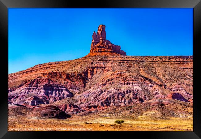 Sitting Hen Rock Formation Canyon Cliff Monument Valley Utah Framed Print by William Perry