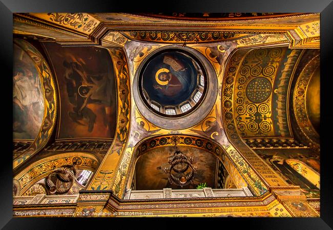 Basilica Dome Ceiling Saint Volodymyr Cathedral Kiev Ukraine Framed Print by William Perry