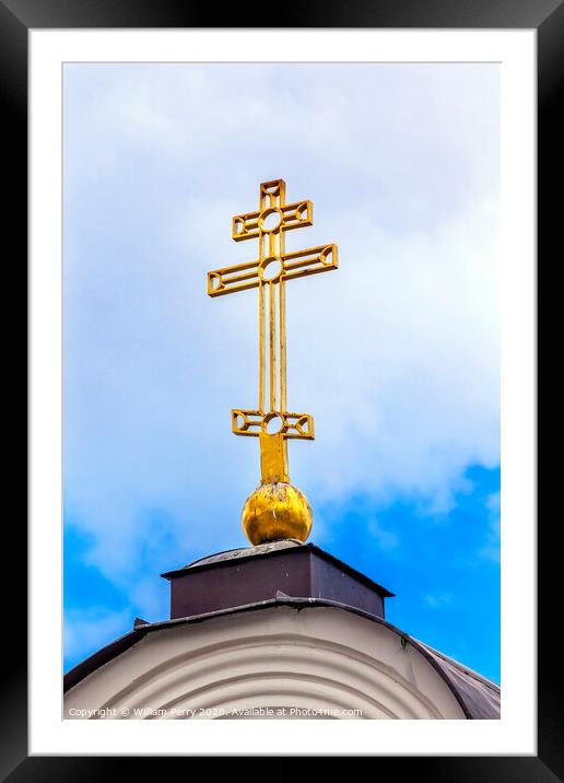 Orthodox Cross Holy Assumption Pechrsk Lavra Cathedral Kiev Ukra Framed Mounted Print by William Perry