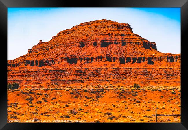Colorful Red Mountain Monument Valley Utah Framed Print by William Perry