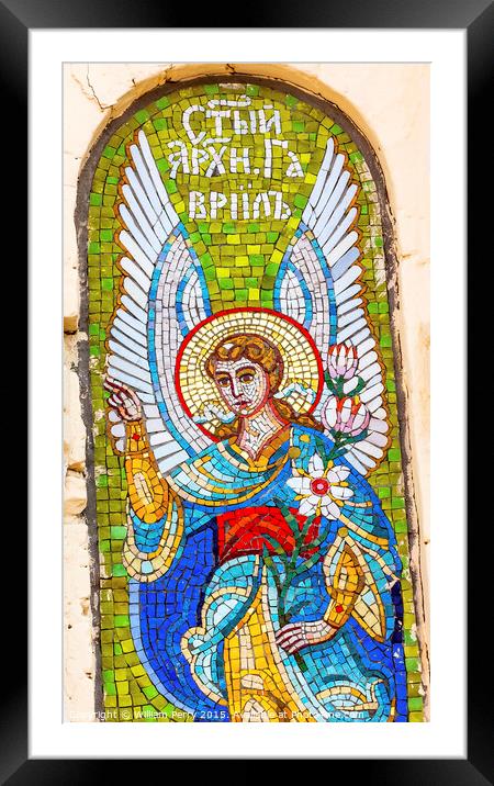 Angel Mosaic Lavra Cathedral Kiev Ukraine Framed Mounted Print by William Perry