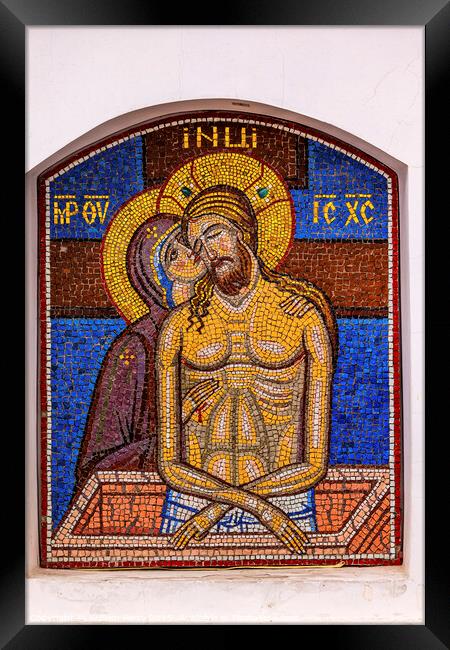 Pieta Mary Jesus Mosaic  Lavra Cathedral Kiev Ukraine Framed Print by William Perry