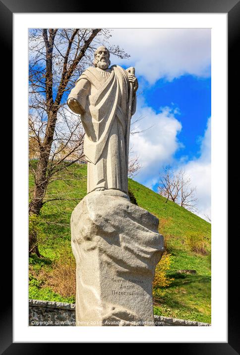 St Andrew Statue Patron Saint  Kiev Ukraine Framed Mounted Print by William Perry