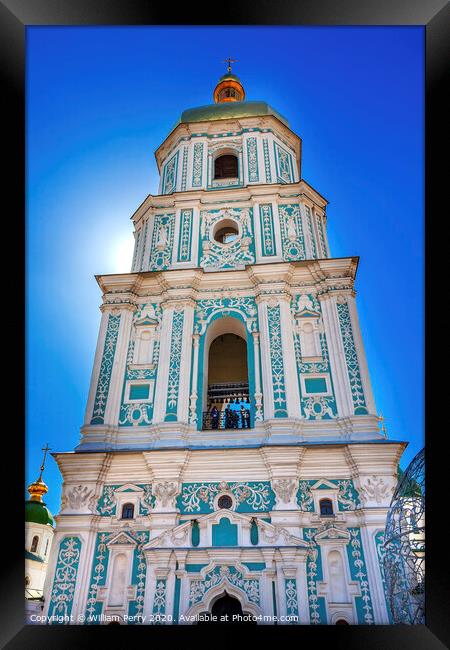 Saint Sophia Sofia Cathedral  Tower Sofiyskaya Square Kiev Ukrai Framed Print by William Perry