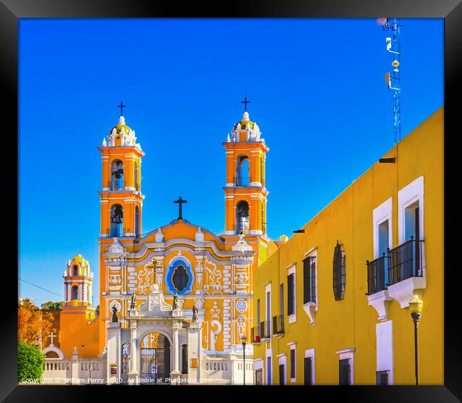 Church of Santa Cruz Puebla Mexico Framed Print by William Perry