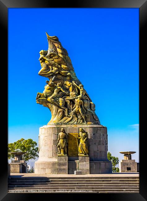 Victory Monument Statue May 5th Battle Puebla Mexico Framed Print by William Perry