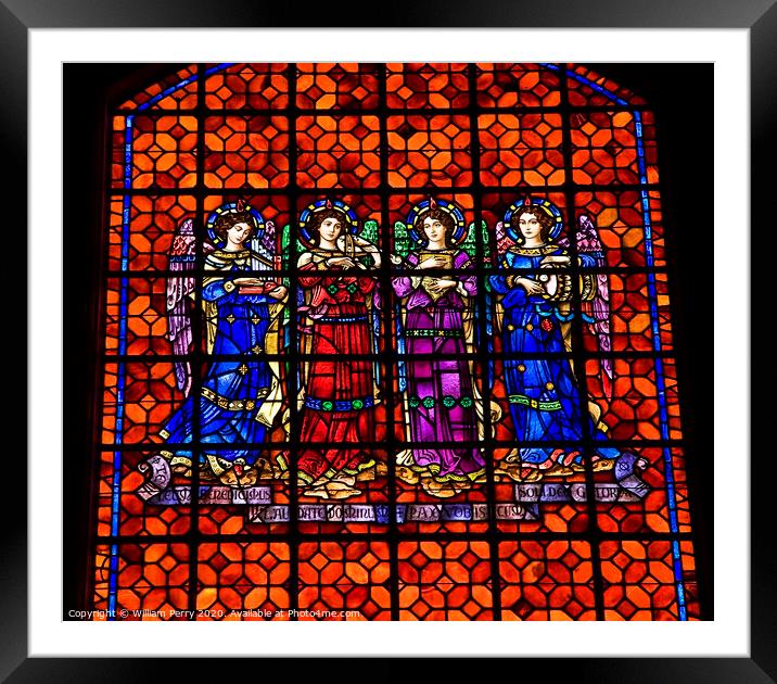 Angels Drums Pipes Stained Glass Mission Dolores San Francisco C Framed Mounted Print by William Perry