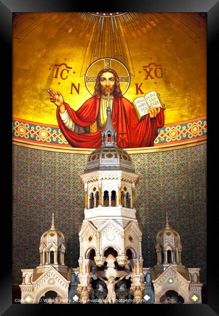 Christ the Pantocrator Interior Saint Peter Paul Catholic Church Framed Print by William Perry