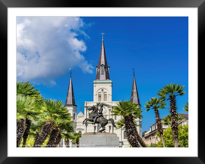 Andrew Jackson Square Statue Saint Louis Cathedral New Orleans L Framed Mounted Print by William Perry