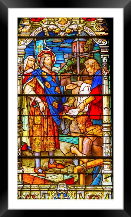 Construction Stained Glass Saint Louis Cathedral New Orleans Lou Framed Mounted Print by William Perry