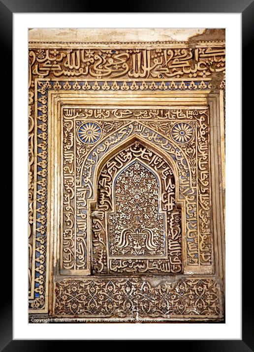 Islamic Decorations Inside Sheesh Shish Gumbad Tomb Lodi Gardens Framed Mounted Print by William Perry
