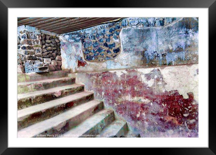 Ancient Apartments with Murals Indian Ruins Teotihuacan Mexico C Framed Mounted Print by William Perry