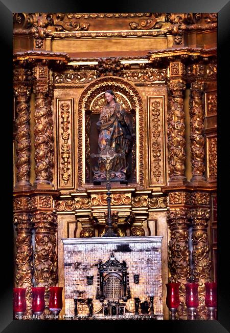 Small Chapel Altar Old Basilica Guadalupe Shrine Mexico City Mex Framed Print by William Perry