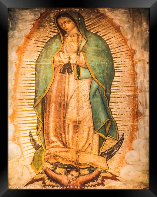 Virgin Mary Guadalupe Painting Shrine Mexico City Framed Print by William Perry