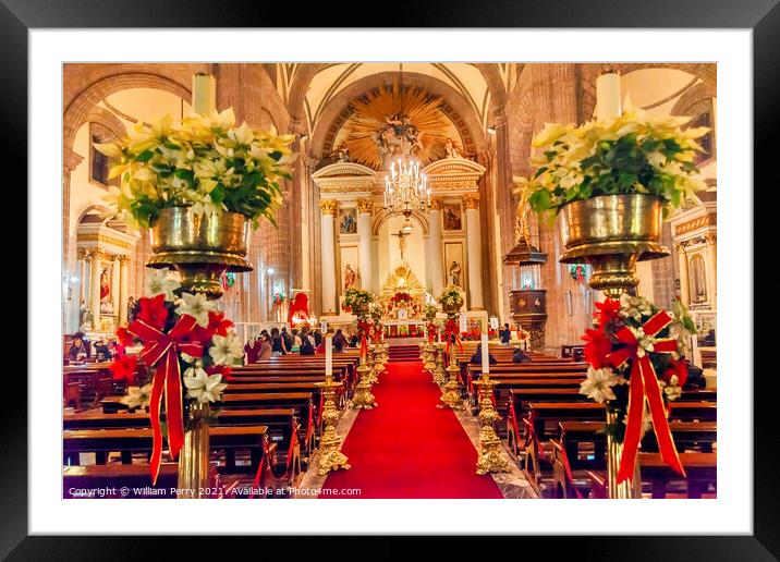 Metropolitan Cathedral Christmas Eve Service Zocalo Mexico City  Framed Mounted Print by William Perry