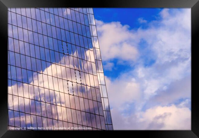 Skyscraper Abstract Glass Building Skyscraper Reflection New Yor Framed Print by William Perry