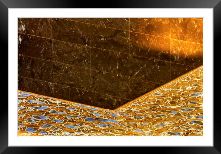 Memorial Pool Fountain Waterfall Abstract New York NY Framed Mounted Print by William Perry