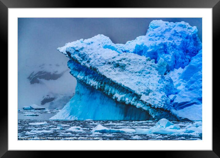 Blue Iceberg Reflection Paradise Bay Skintorp Cove Antarctica Framed Mounted Print by William Perry