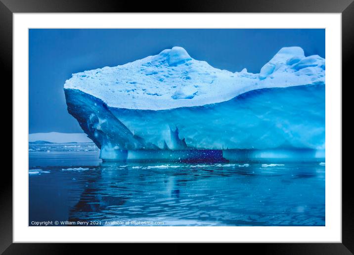 Snowing Blue Iceberg Paradise Bay Antarctica Framed Mounted Print by William Perry