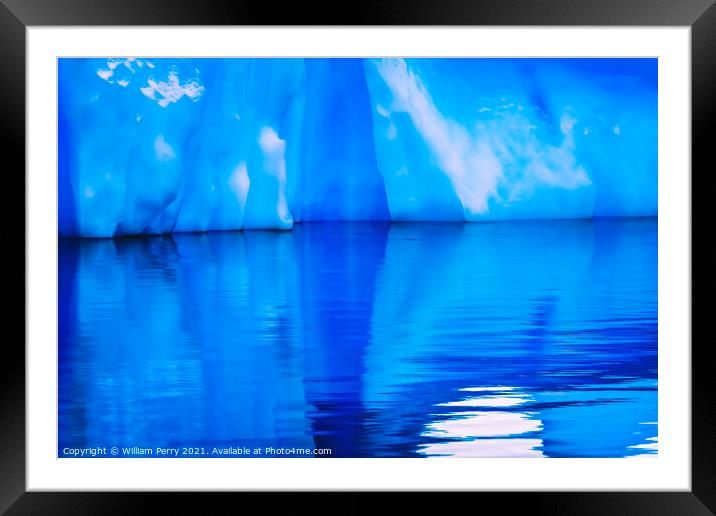 Blue Iceberg Reflection Paradise Bay Skintorp Cove Antarctica Framed Mounted Print by William Perry