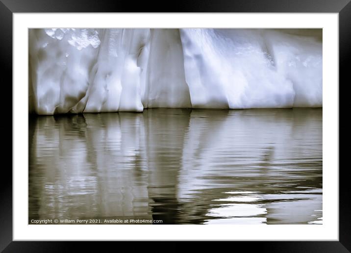 Black White Iceberg Reflection Abstract Paradise Bay Antarctica Framed Mounted Print by William Perry