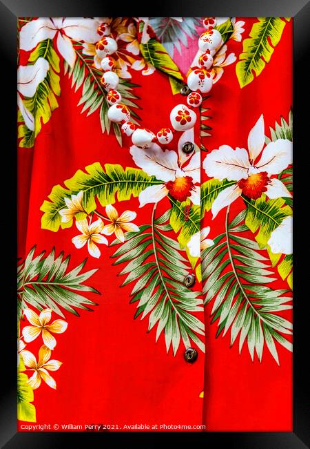 Colorful Red Hawaiian Shirt Maui Hawaii Framed Print by William Perry