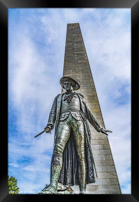 Prescott Statue Bunker Hill Monument Boston Massachusetts Framed Print by William Perry