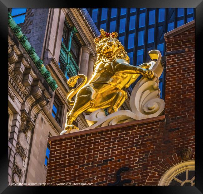 British Lion Faneuil Meeting Hall Freedom Trail Boston Massachus Framed Print by William Perry