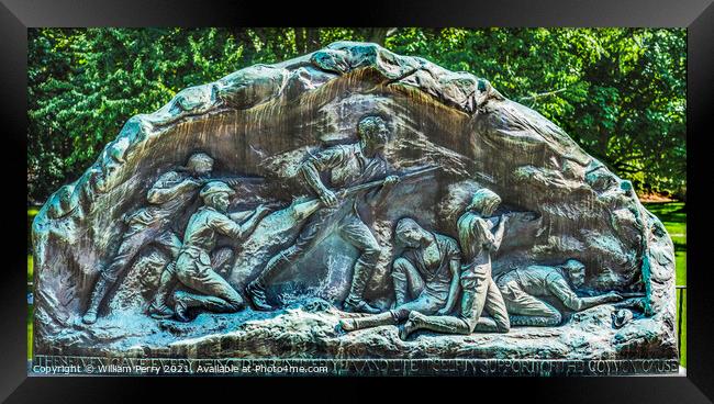 Lexington Minute Men Bronze Relief Battle Green Massachusetts Framed Print by William Perry