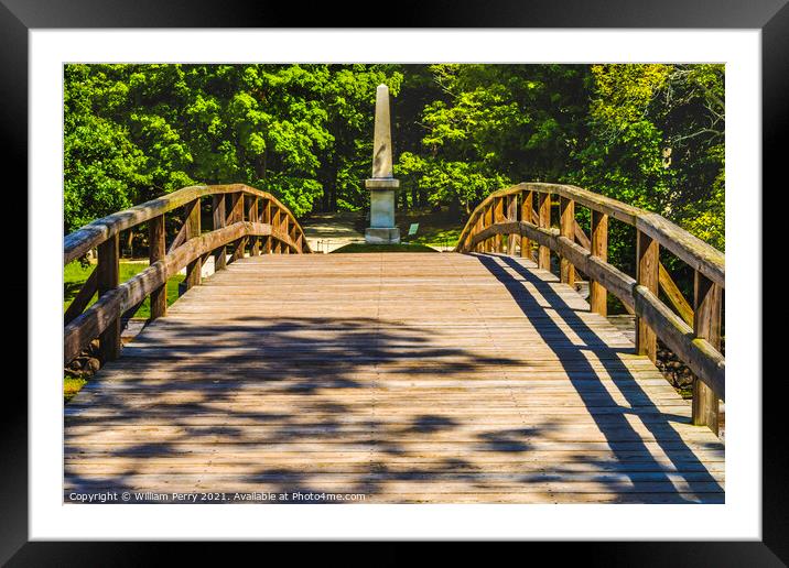 Old North Bridge American Revloution Monument Massachusetts Framed Mounted Print by William Perry