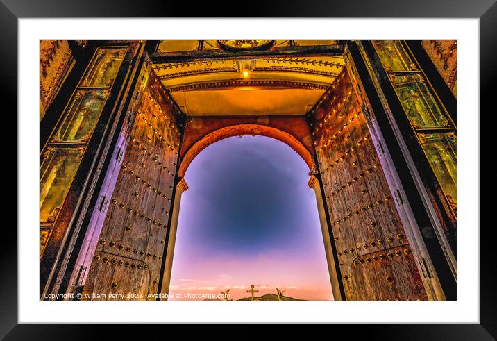 Colorful Sunset Door Our Lady of Remedies Church Cholula Mexico Framed Mounted Print by William Perry