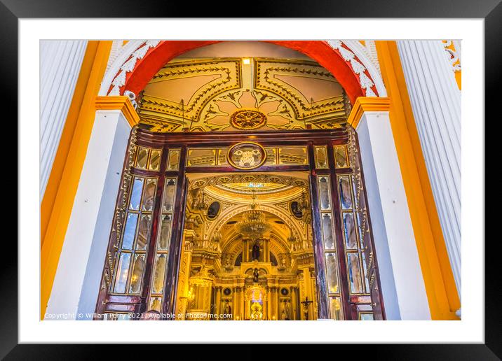 Colorful Front Door Our Lady of Remedies Church Cholula Mexico Framed Mounted Print by William Perry