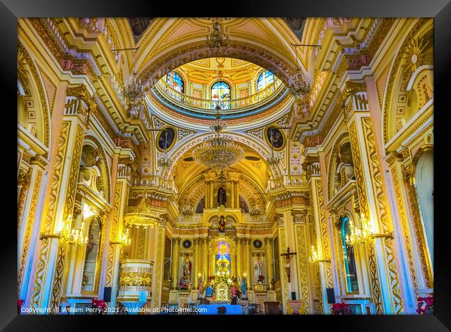 Colorful Our Lady of Remedies Church Cholula Mexico Framed Print by William Perry