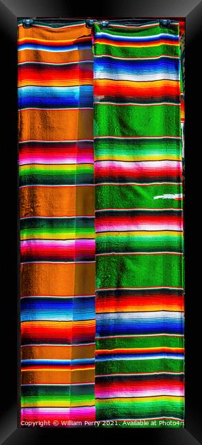 Colorful Mexican Blankets Los Cabos Mexico Framed Print by William Perry