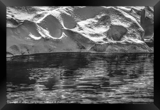 Black and White Glacier Reflection Paradise Bay Skintorp Cove An Framed Print by William Perry