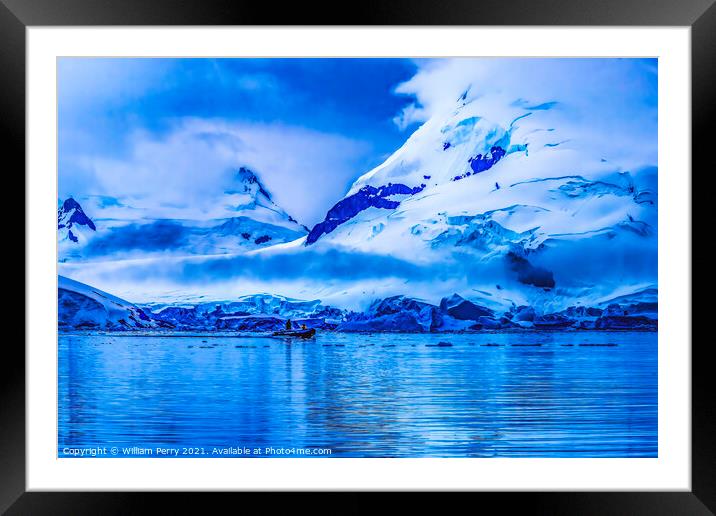 Snowing Boat Snow Mountains Paradise Bay Skintorp Cove Antarctic Framed Mounted Print by William Perry