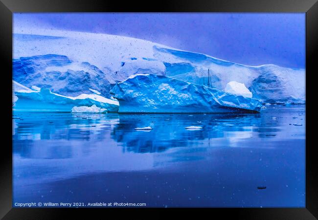 Saibloat Icebergs Glacier Snow Mountains Paradise Bay Antarctica Framed Print by William Perry