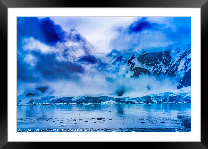 Blue Glacier Snow Mountains Paradise Bay Skintorp Cove Antarctic Framed Mounted Print by William Perry