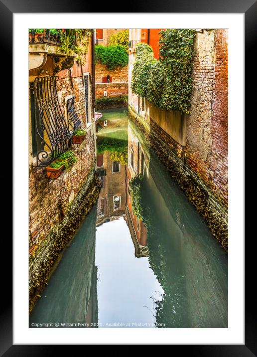 Colorful Small Canal Venice Italy Framed Mounted Print by William Perry